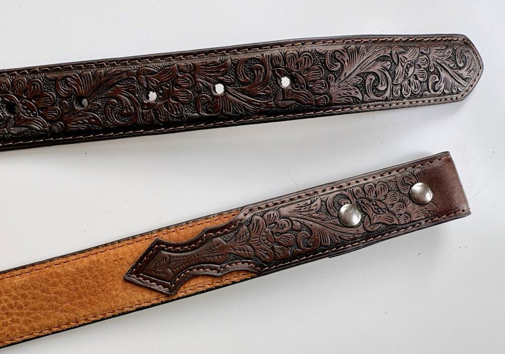 Ariat Belt Genuine Leather Western 30" Waist Tooled 2 Tone A1301002 NO BUCKLE